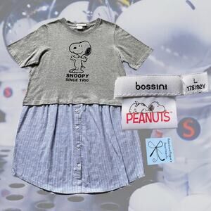 Bossini x Peanuts Snoopy half and half Shirt Tunic Top Sz L